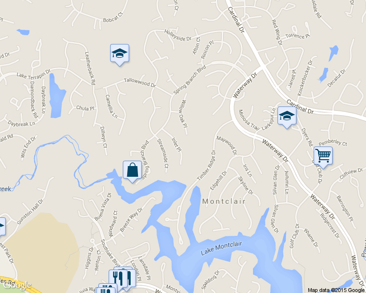 map of restaurants, bars, coffee shops, grocery stores, and more near 15343 Inlet Pl in Dumfries