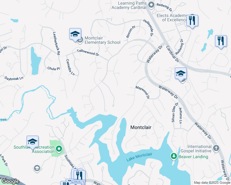 map of restaurants, bars, coffee shops, grocery stores, and more near 15343 Inlet Pl in Dumfries