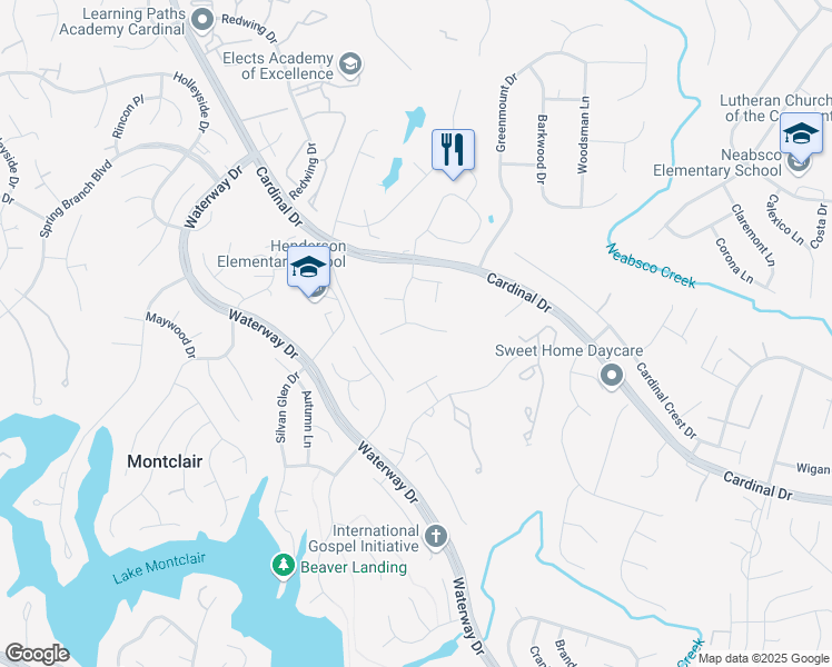 map of restaurants, bars, coffee shops, grocery stores, and more near 4271 Pemberley Court in Woodbridge