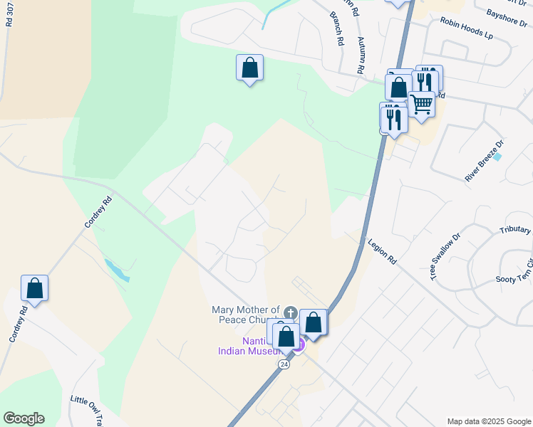 map of restaurants, bars, coffee shops, grocery stores, and more near East Henry Place in Millsboro