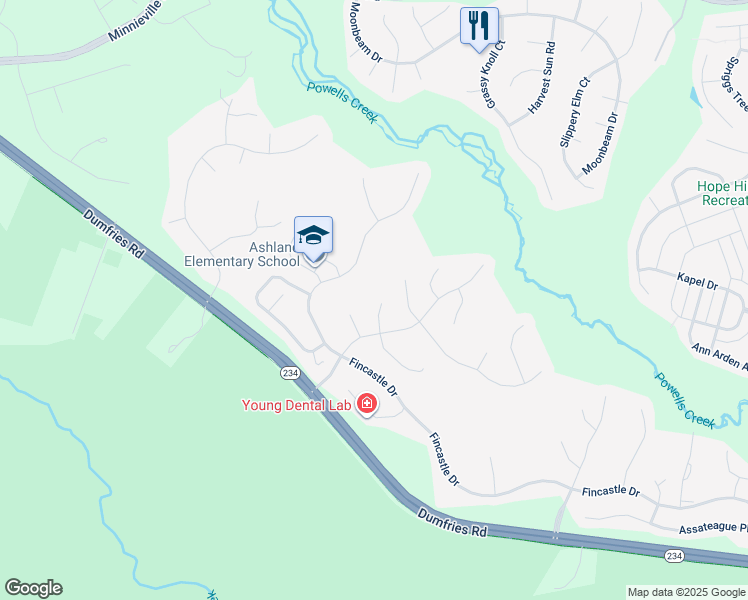 map of restaurants, bars, coffee shops, grocery stores, and more near 6047 Gholson Bridge Court in Manassas