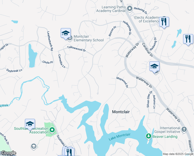 map of restaurants, bars, coffee shops, grocery stores, and more near 15329 Inlet Place in Montclair