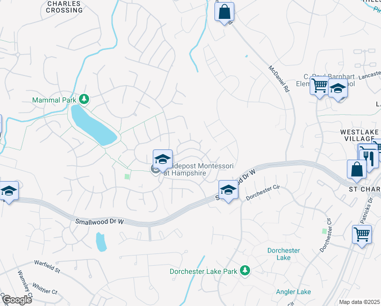 map of restaurants, bars, coffee shops, grocery stores, and more near 6080 Red Squirrel Place in Waldorf