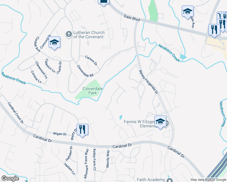 map of restaurants, bars, coffee shops, grocery stores, and more near 3530 Sophia Court in Woodbridge