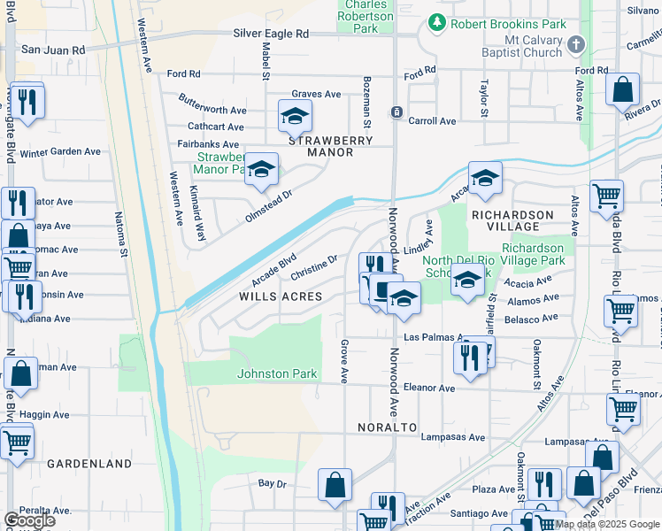 map of restaurants, bars, coffee shops, grocery stores, and more near 278 Christine Drive in Sacramento