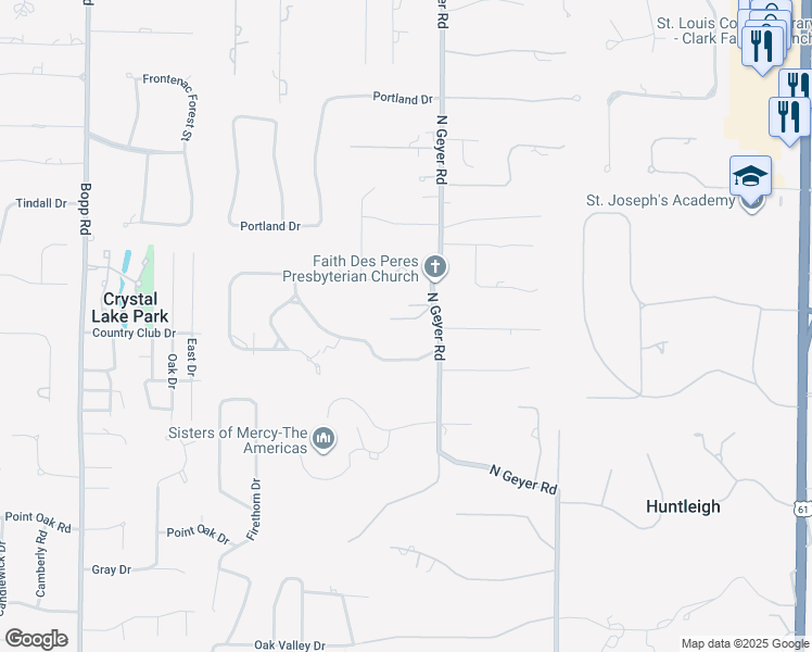 map of restaurants, bars, coffee shops, grocery stores, and more near 7 Fox Run Lane in Frontenac
