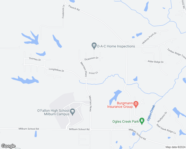 map of restaurants, bars, coffee shops, grocery stores, and more near 529 Frost Court in O'Fallon