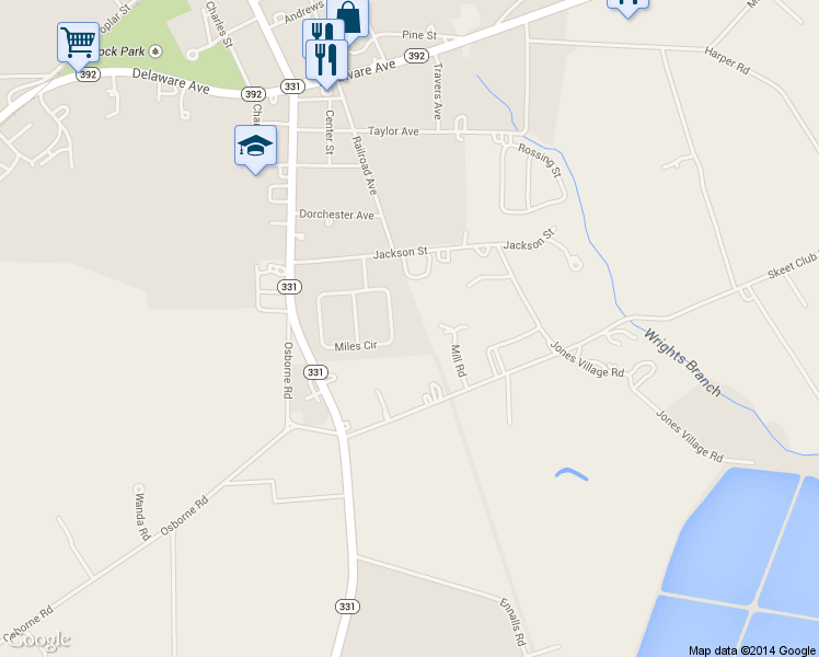 map of restaurants, bars, coffee shops, grocery stores, and more near 113 Miles Circle in Hurlock