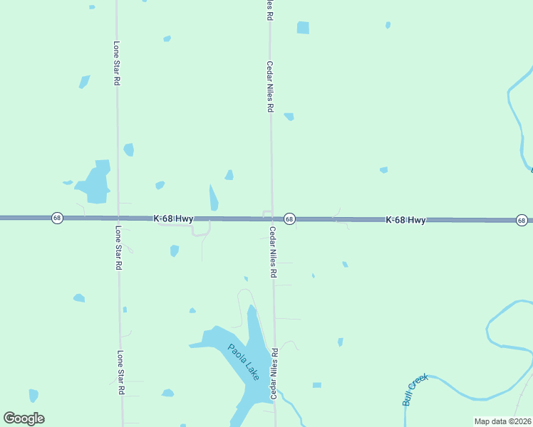 map of restaurants, bars, coffee shops, grocery stores, and more near 27880 Cedar Niles Road in Paola