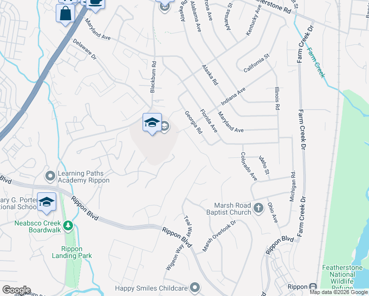 map of restaurants, bars, coffee shops, grocery stores, and more near 1651 Wildlife Way in Woodbridge