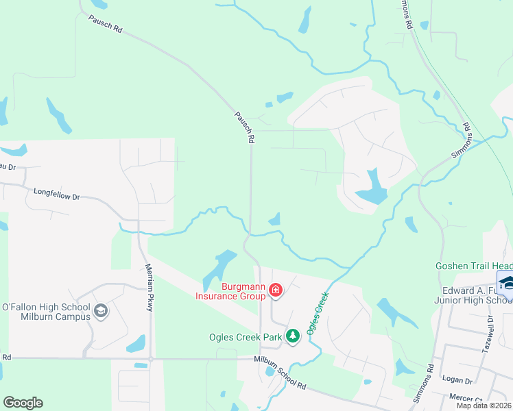 map of restaurants, bars, coffee shops, grocery stores, and more near 1313 Pausch Road in O'Fallon