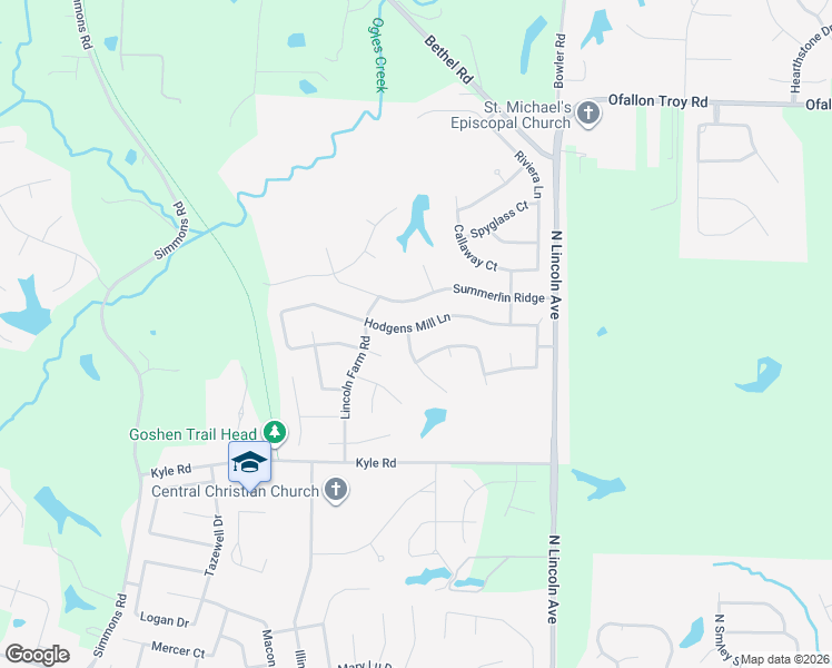 map of restaurants, bars, coffee shops, grocery stores, and more near 153 Hodgens Mill Lane in O'Fallon