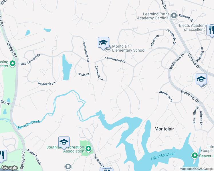 map of restaurants, bars, coffee shops, grocery stores, and more near 15084 Lindenberry Lane in Dumfries