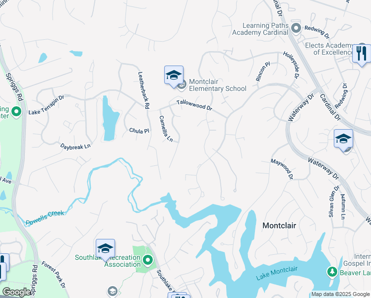 map of restaurants, bars, coffee shops, grocery stores, and more near 15072 Lindenberry Lane in Montclair