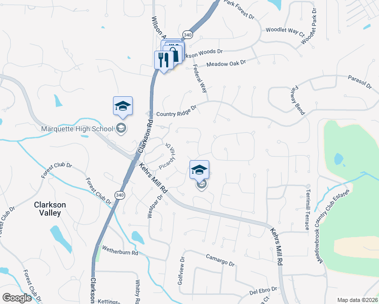 map of restaurants, bars, coffee shops, grocery stores, and more near 5 Rimbey Court in Chesterfield