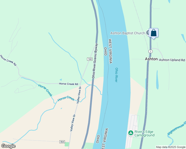map of restaurants, bars, coffee shops, grocery stores, and more near 17978 Ohio River Scenic Byway in Crown City