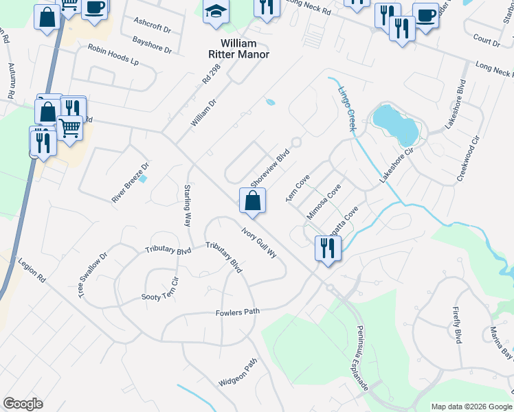 map of restaurants, bars, coffee shops, grocery stores, and more near 32763 Spring Water Drive in Millsboro