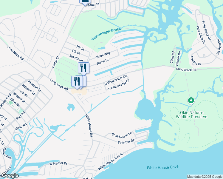 map of restaurants, bars, coffee shops, grocery stores, and more near 35811 South Gloucester Circle in Long Neck