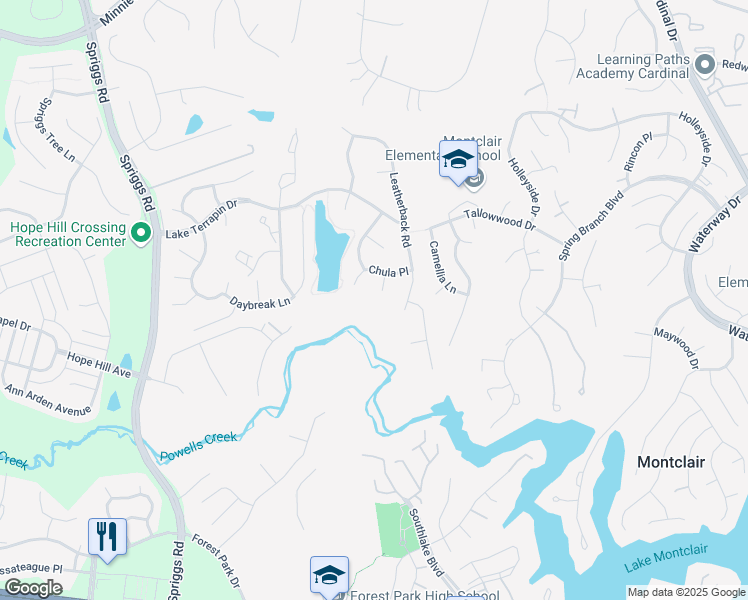 map of restaurants, bars, coffee shops, grocery stores, and more near 5038 Wet Rock Court in Woodbridge