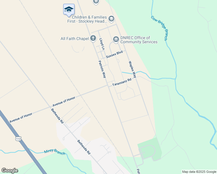 map of restaurants, bars, coffee shops, grocery stores, and more near Patriots Way in Georgetown