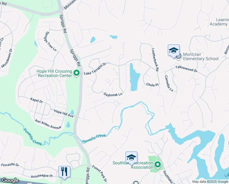 map of restaurants, bars, coffee shops, grocery stores, and more near 15221 Muddy Creek Court in Woodbridge
