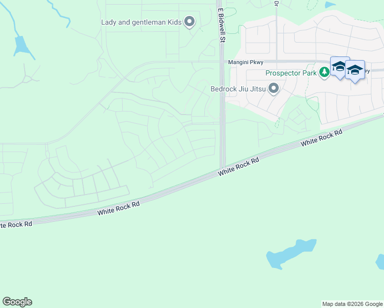 map of restaurants, bars, coffee shops, grocery stores, and more near White Rock Road in Folsom