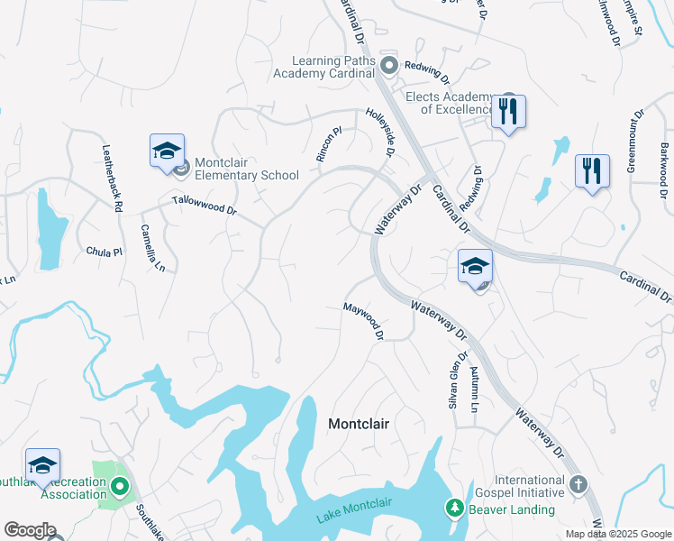 map of restaurants, bars, coffee shops, grocery stores, and more near 15251 Cedar Knoll Court in Dumfries