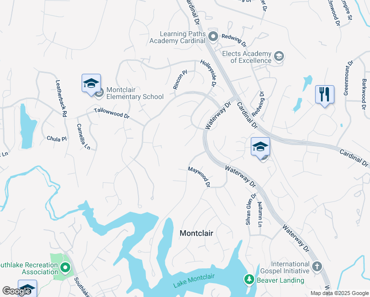 map of restaurants, bars, coffee shops, grocery stores, and more near 15251 Cedar Knoll Court in Dumfries