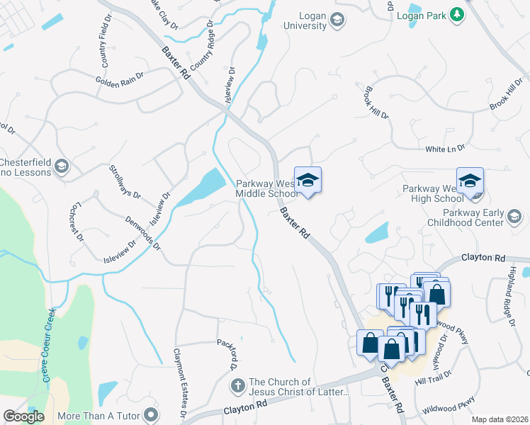 map of restaurants, bars, coffee shops, grocery stores, and more near 1716 Claymont Estates Drive in Chesterfield