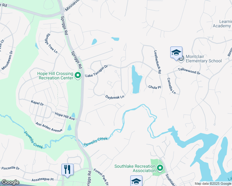 map of restaurants, bars, coffee shops, grocery stores, and more near 15217 Muddy Creek Court in Woodbridge