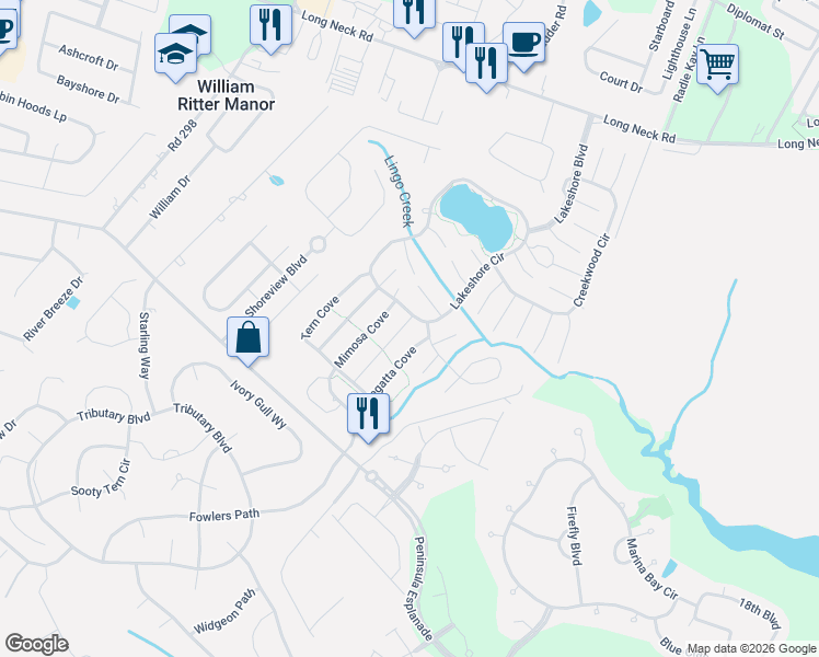 map of restaurants, bars, coffee shops, grocery stores, and more near 32937 Edgewater Cove in Millsboro