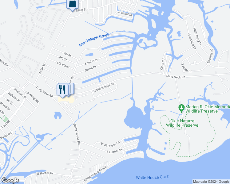 map of restaurants, bars, coffee shops, grocery stores, and more near 35747 South Gloucester Circle in Long Neck