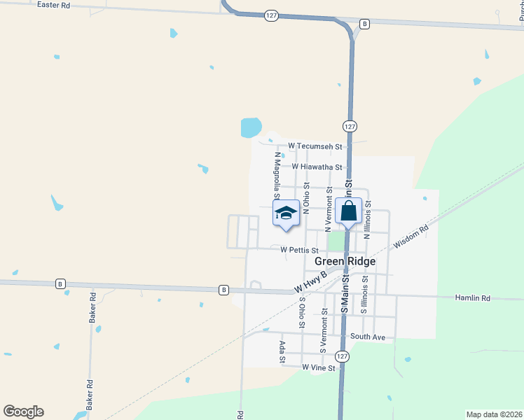 map of restaurants, bars, coffee shops, grocery stores, and more near 501-511 North Magnolia Street in Green Ridge