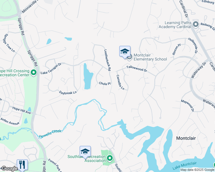 map of restaurants, bars, coffee shops, grocery stores, and more near 15234 Chula Place in Woodbridge