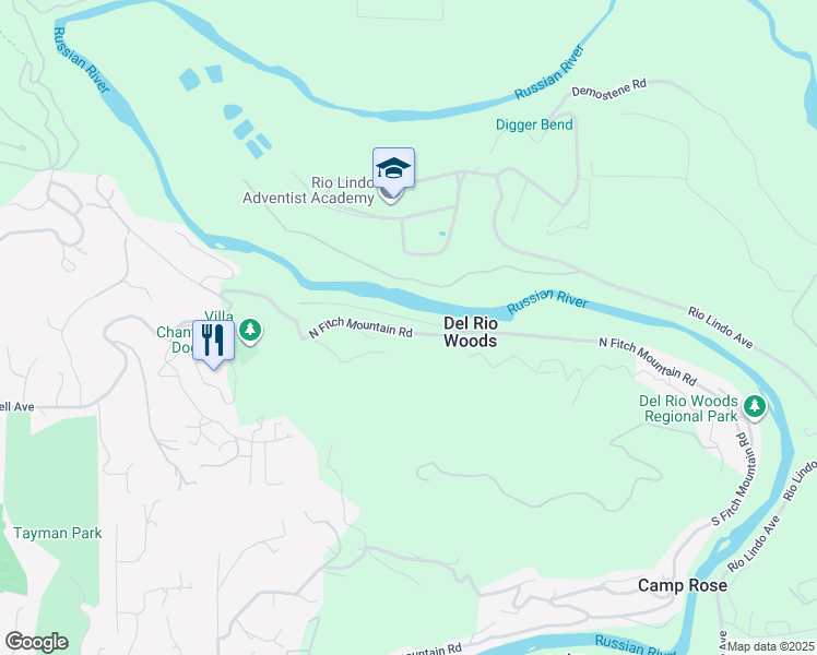 map of restaurants, bars, coffee shops, grocery stores, and more near 2007 Redwood Drive in Healdsburg