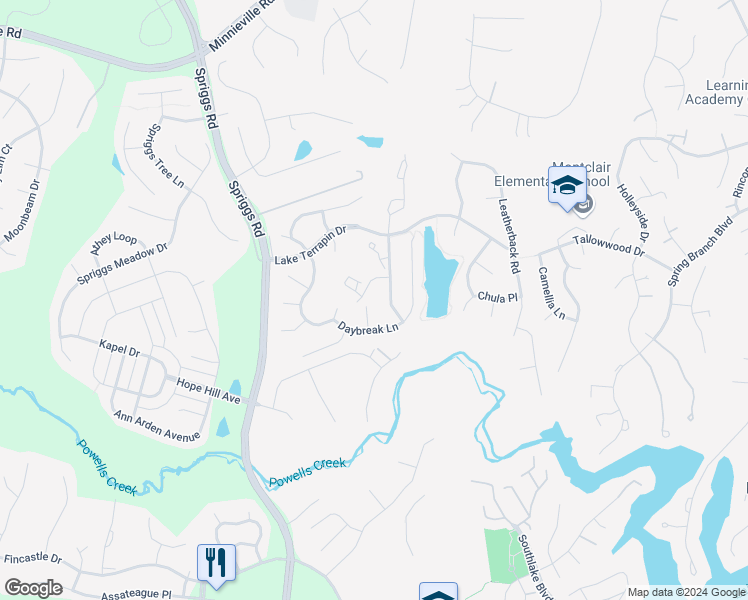 map of restaurants, bars, coffee shops, grocery stores, and more near 15205 Muddy Creek Court in Woodbridge