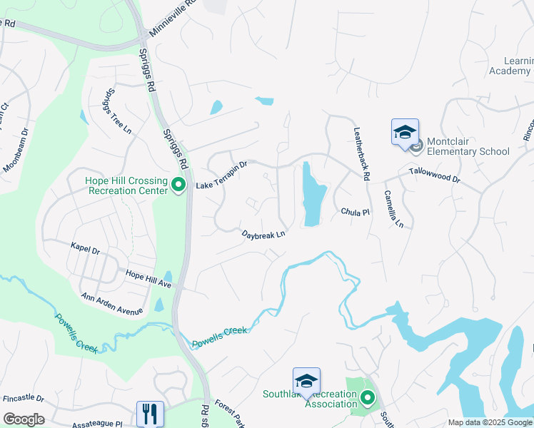 map of restaurants, bars, coffee shops, grocery stores, and more near 15205 Muddy Creek Court in Woodbridge