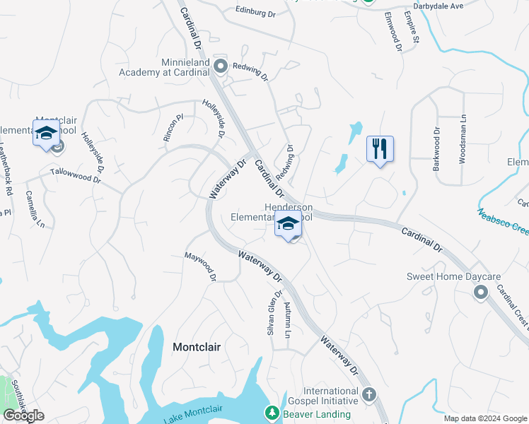 map of restaurants, bars, coffee shops, grocery stores, and more near 15236 Larkspur Lane in Montclair