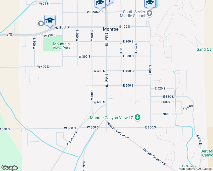 map of restaurants, bars, coffee shops, grocery stores, and more near 501 South Main Street in Monroe