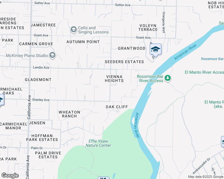 map of restaurants, bars, coffee shops, grocery stores, and more near 3240 Marshall Avenue in Carmichael