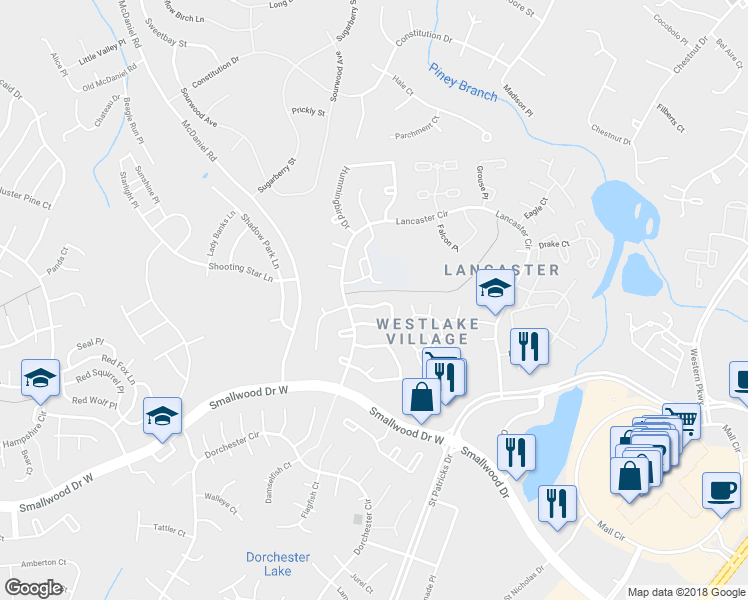 map of restaurants, bars, coffee shops, grocery stores, and more near 4169 Logteal Drive in Waldorf