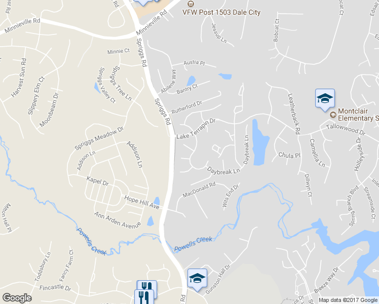map of restaurants, bars, coffee shops, grocery stores, and more near 15216 Spotted Turtle Court in Woodbridge