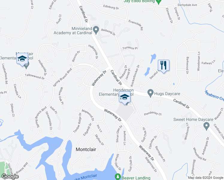 map of restaurants, bars, coffee shops, grocery stores, and more near 15232 Larkspur Lane in Montclair