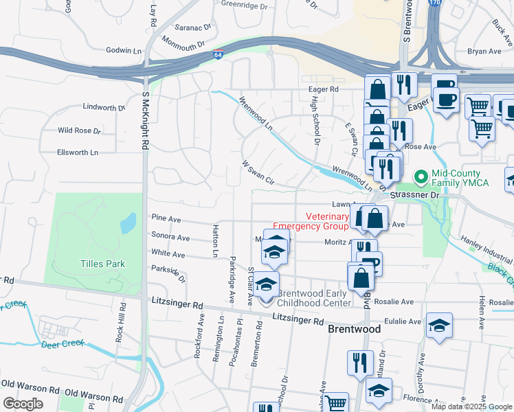 map of restaurants, bars, coffee shops, grocery stores, and more near 2000 Saint Clair Avenue in St. Louis
