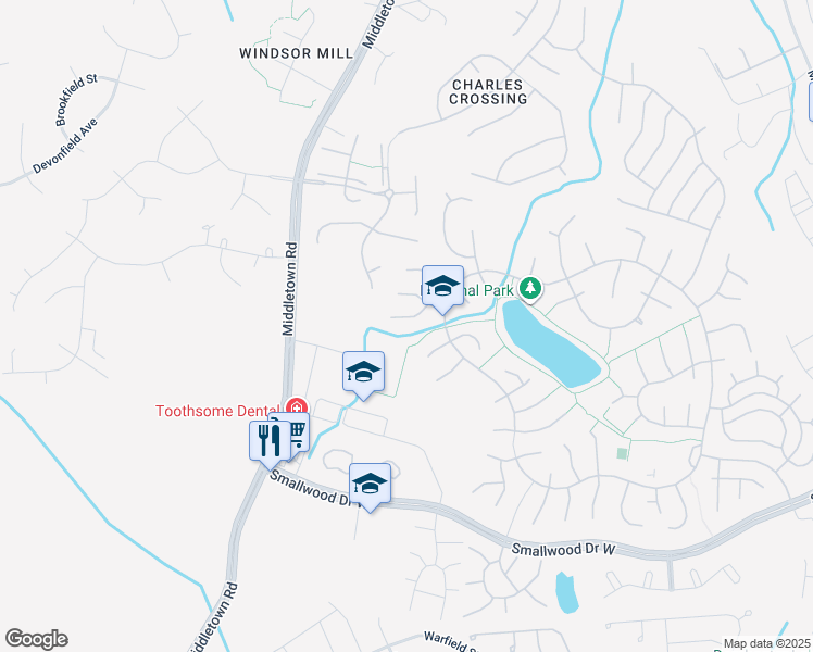 map of restaurants, bars, coffee shops, grocery stores, and more near 6343 Goral Court in Waldorf