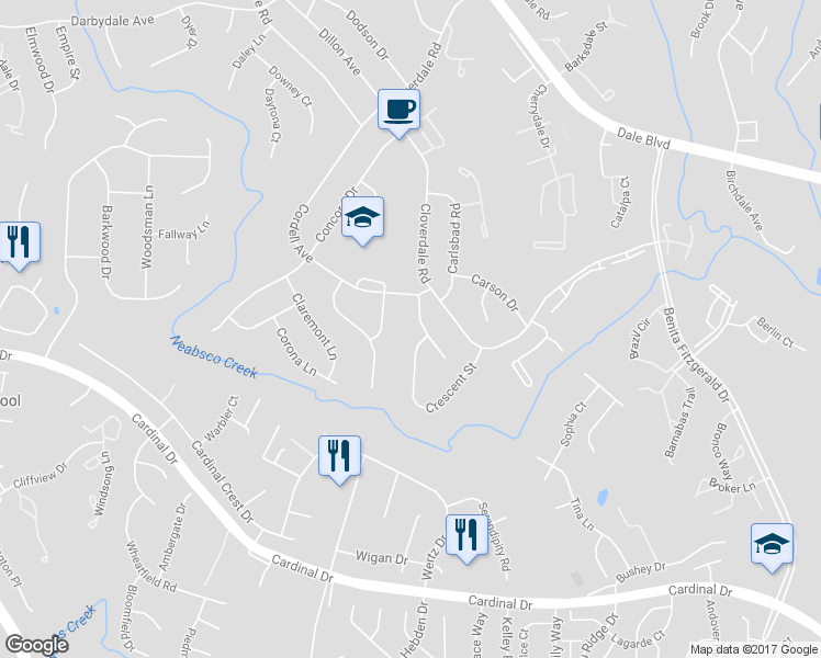 map of restaurants, bars, coffee shops, grocery stores, and more near 15108 Colder Ln in Woodbridge