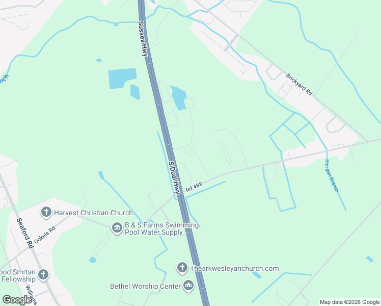 map of restaurants, bars, coffee shops, grocery stores, and more near 26321 Sussex Highway in Seaford