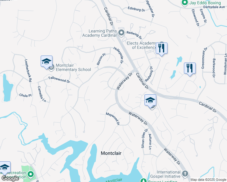 map of restaurants, bars, coffee shops, grocery stores, and more near 15244 Holleyside Drive in Dumfries
