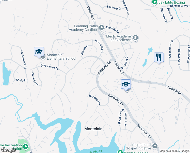 map of restaurants, bars, coffee shops, grocery stores, and more near 15244 Holleyside Drive in Dumfries