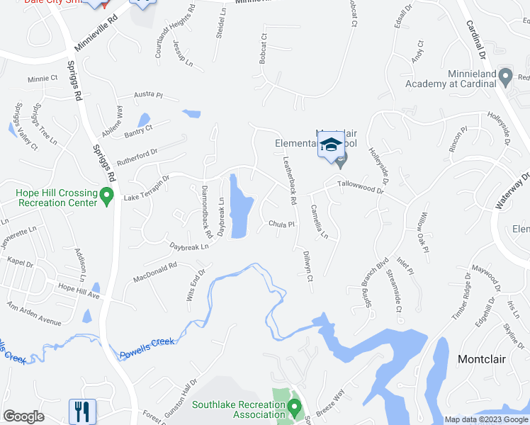 map of restaurants, bars, coffee shops, grocery stores, and more near 5221 Painted Turtle Way in Woodbridge